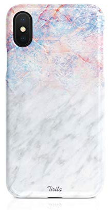 Compatible with iPhone X & Xs Tirita Hard Case Cover Iridescent Marble Holographic Opal Rainbow Granite