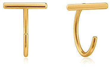 Ania Haie Damen-Ohrstecker T- Bar Twist 925er Silber One Size, Gold 32014098
