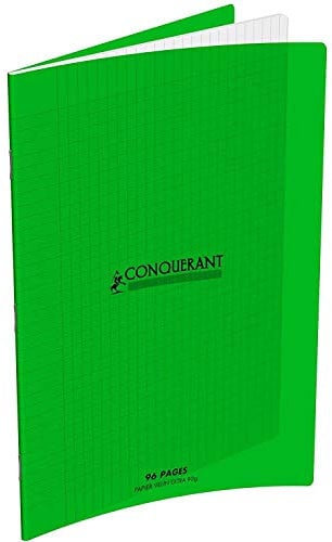 CONQUÉRANT SEPT Lot de 5 Cahiers 24 x 32 96 pages grands carreaux couverture polypro vert