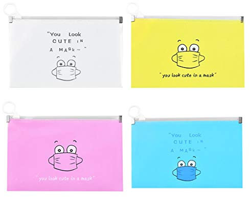 4 Stück Aufbewahrungstasche für Masken, Aufbewahrung für Tragbare Gesichtsmasken, Aufbewahrungsbox für Staubmasken, Aufbewahrungstasche für Masken, Faltbar, Leicht zu Reinigen (4 Farben, 4 Stück)
