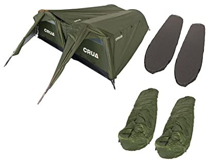 Crua Twin Hybrid Set 2 Personen Zelte/Hängematte mit Matratze und Schlafsack - Camping, Wandern, Motorrad, wasserdicht, tragbar, leicht, Outdoor, Mama, Baumgurt