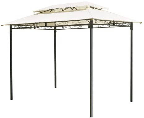 Tomaino - Gazebo 3x2 Per Esterno Resistente Fisso In Ferro Con Telo Anti UV Poliestere Semi Impermeabile Antivento Ecrù 180gr Da Giardino, Terrazzo(3X2)