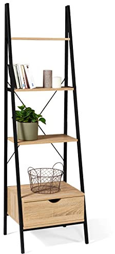 IDMarket - Etagère échelle 4 Niveaux avec tiroir Detroit Design Industriel