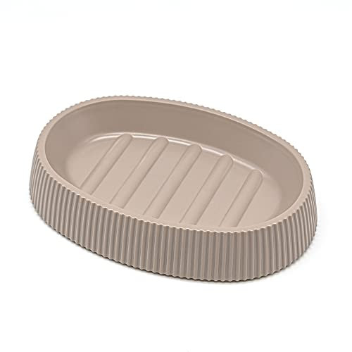 Inbagno Portasaponetta, in plastica Tortora, dalla Texture Rigata, Serie Blob
