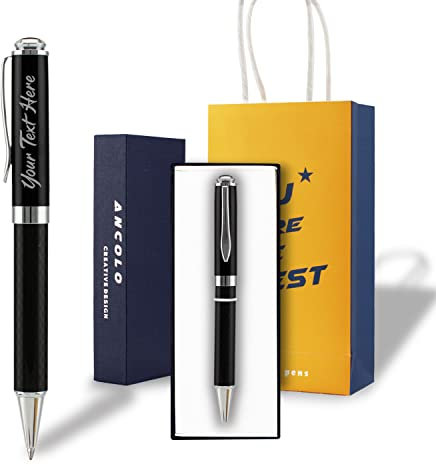 Personalisierter Geschenkstift – Luxus Kugelschreiber glattes Schreibset mittlere Spitze schwarze Tinte individuell mit Ihrem Namen oder Ihrer Nachricht, Geschenk für Schüler/Lehrer/Mann und Frauen