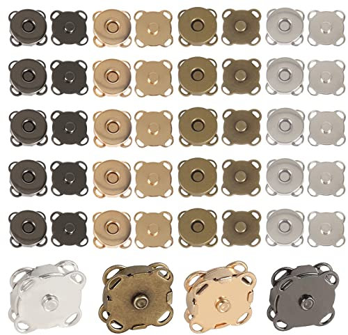 GGISUI 20pcs Pression Aimanté Couture Forme de Prune Bouton Pression Aimanté Quatre Couleurs Bouton Pression 14mm pour Coudre des Sacs des Sacs des Vêtements et de l'Artisanat Etc