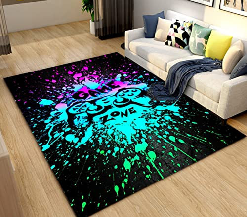 Xisnuient Teenager Jungen Teppiche Gamer Gamepad Controller rutschfeste Bodenmatte Fußmatten für Wohnzimmer Schlafzimmer Drinnen Draußen Kinder Spielmatte Überwurf Yoga-Matte (Multi 2,160x200 cm)