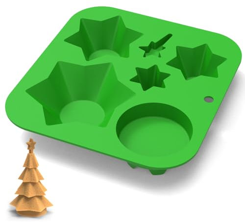 TZnponr 3D Christmas Tree Baking Mould cake pan silicone mold,6 cavities christmas tree for bread, mousse cake,muffins,ice cubes