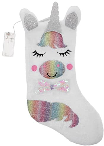 OSALADI 1stk Einhorn Weihnachtsstrumpf Weihnachtsbaumanhänger Weihnachtsstrümpfe Einhorn Weihnachtsschmuck Led-socken-hängedekor Einhornstrumpf Mit Licht Weihnachtssocken Keks Flanell Weiß