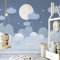 XTSWallpaper Lune Nuages Paysage 380X360Cm Papier Peint Photo 3D Optique Trompe L Oeil | Déco Mural Tableaux Muraux Photo Mural Décor Motif Poster Géant Stickers Muraux Optique Fond Effet