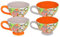 MamboCat 4er Set Milchkaffeetassen/Müslitassen im Bunte Kreise-Design: orange, hellgrau - 0,4L Tasse aus Leichtkeramik mit Henkel 7534