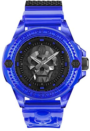 Philipp Plein Herren Analog Quarz Uhr mit Silikon Armband PWWAA0323