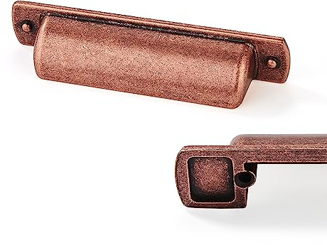 CABDM 6 Pack Cup Pulls 3(76mm) Center to Center Drawer Pulls Antique Copper Cabinet Handles Kitchen Hardware Vintage Bin Cup Drawer Handles Copper Knobs