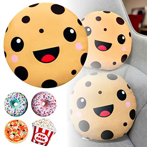Fun Kissen | Donut XXL 45cm, Pop Corn, Pizza, Cookie Kissen mit GRATIS Geschenk Verpackt, sicheres Oeko TEX Kinderkissen Material, Kopfkissen für Kinder, dekoratives & lustiges Kissen (Cookie)