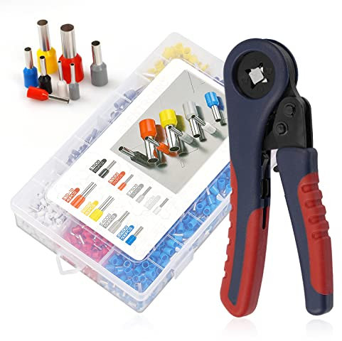 Pinza Crimpatrice Capicorda, 2200 Capicorda Isolati a Crimpare, Puntalini Elettrici a Crimpare, Pinza Crimpatrice per 0,08-10mm²/AWG28-7 Terminale Isolato Capicorda Terminali