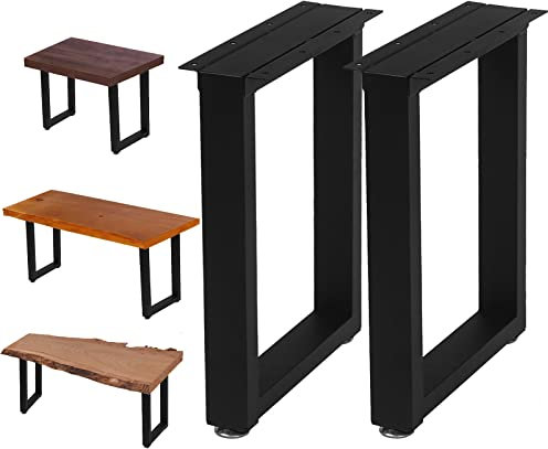 NXN-HOME 19'' Tall Square Metal Table Legs for Furniture, Bench Legs, Coffee Table Legs, Set of 2 Mid Century Home DIY Projects Black Furniture Legs(19”H x 12.6”W)
