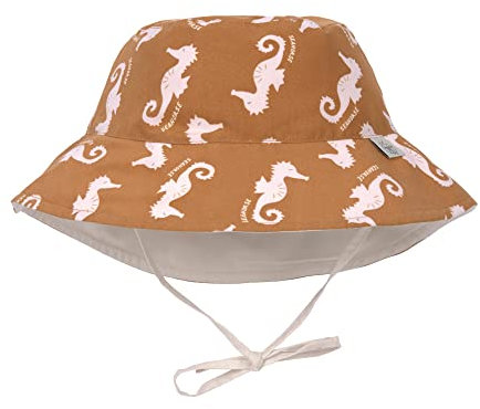 LÄSSIG Baby Kinder Sonnenhut Strandhut Sommerhut Sonnenschutz Kinderhut Babymütze wendbar atmungsaktiv UV-Schutz 80/Sun Protection Bucket Hat Seahorse caramel, 19-36 Monate, Größe: 50/51
