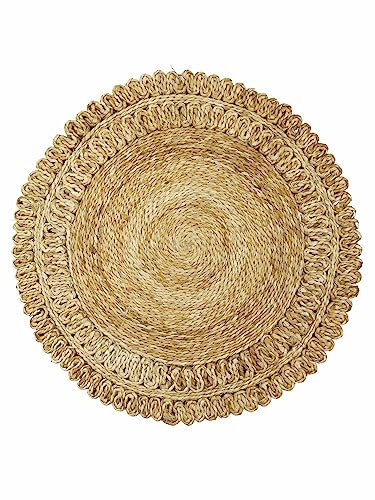carpetfine Juteteppich Luca Rund Naturfarbe Beige Ø 90 cm handgewebt aus Jute | Moderner Naturteppich Uni im Boho - Style Teppich Rund für Wohnzimmer, Schlafzimmer und Küche