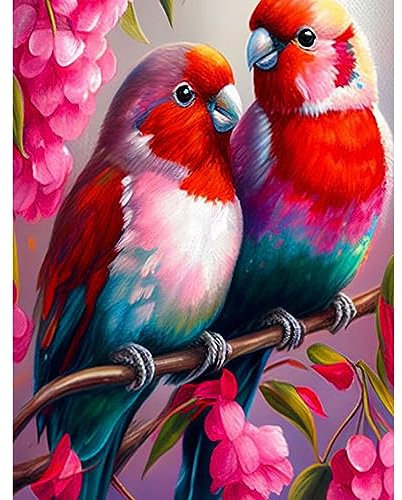 MOGTAA Vogel Diamond Painting Kits für Erwachsene, 5D Papageien Diamant Painting Bilder Set, DIY Diamond Art Tiere Diamant Malerei Bilder für Heimdecor 30x40cm