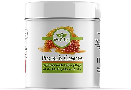 Wilvital Propolis Creme intense - 200ml - mit natürlichem Propolis-, Ringelblume- und Kamilleextrakt sowie Bio-Sheabutter für trockene, gereizte, zu Neurodermits neigende Haut
