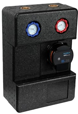 SUNEX Pumpengruppe GPO DN25 HYDRA - Heizkreisstation für Zentralheizung - ungemischt - Umwälzpumpe Hydra 130 mm mit Auto Adapt Modus Kugelabsperrventilen Thermometern Rückschlagventil und Wärmedämmung