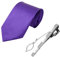 1 Cravate Pour Homme, 1 Pince À Cravate, Cravate En Satin De Couleur Unie, Cravate Bleu Marine, Cravate D'affaires Pour Homme, Adaptée Aux Fêtes, Mariages Et Bals De Fin D'année (violet, 8 Cm)