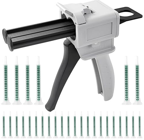 Pistolet à Colle Set, Pistolet à Colle Sans Fil, 1:1 Pistolet a Colle 50ML, avec 50 Tubes de Mélange F08, AB Pistolet Colle (50ML)