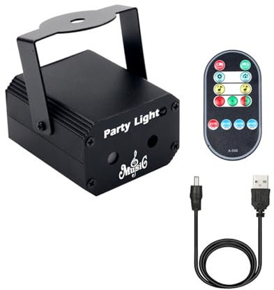 PuRoxx Éclairage de scène à 32 Motifs, Disco DJ, lumières de fête, Faisceau stroboscopique, Mini USB for la Maison, Anniversaire, Halloween, KTV, Bar, noël (Color : USB No RC, Size : 1)