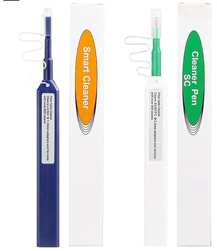 Guakiili Lot de 2 nettoyeurs de fibre optique, stylo de nettoyage optique 2,5 mm pour SC/FC/ST, LC/MU 1,25 mm, outils de nettoyage de fibre en un clic, outil de nettoyage optique intelligent
