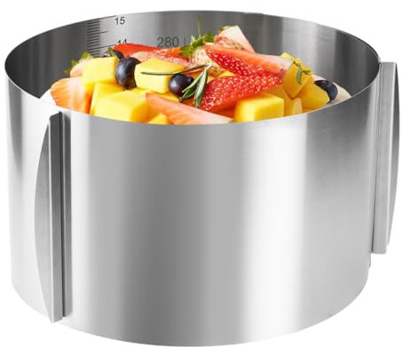 UptVin Cercle a Patisserie Réglable de 16 à 30 cm de Diamètre, Hauteur 15 cm, Anneau à Gâteau en Acier Inoxydable, avec Une Échelle, Cercle à Gâteaux pour Dessert Pâtisserie Mousse