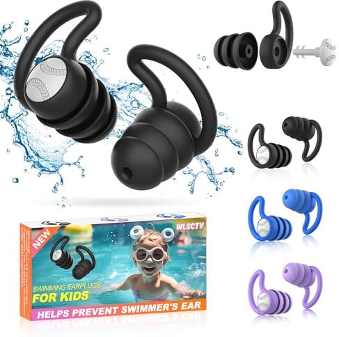 Ohrstöpsel Schwimmen Kinder - Wasserdichte Wiederverwendbare Weich Silikon Ohrenschutz, Ohrschutz für Kinder von 2-9 Jahren zum Duschen, Surfen, Schnorcheln und Andere (3 Paar)