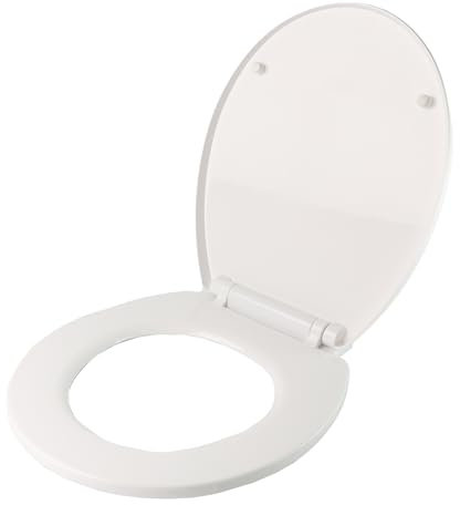 DIVCHI Quick Release Toilet Seat - with Soft Close & Hinges for Easy Cleaning Universal Bathroom Bowl Seating Thermoset Lid 45.5x38.5x5cm, White