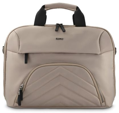 Hama Laptoptasche für 13,3-14,1 Zoll (leichte Businesstasche als Umhängetasche oder Tragetasche, Notebooktasche mit zwei Vordertaschen und Organizer, Innenfach, Tabletfach, gepolstert) beige
