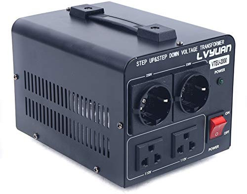 HOARLICN Trasformatore di tensione, trasformatore da 2000 W, da 110 V a 230 V/230 V a 110 V, convertitore da 50 Hz a 60 Hz con prese EU