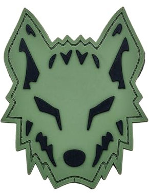 Loup Patch tactique vert en PVC compatible avec Velcro pour chapeaux, patchs tactiques, accessoires Molle, militaires, patchs pour sac à dos