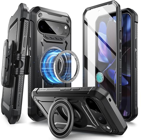 SUPCASE Schutzhülle für Google Pixel 9/9 Pro mit Ständer (UBPro Mag), [Unterstützt MagSafe] [Integrierter Displayschutz & Gürtelclip] [Schutz in Militärqualität] Magnetische Handyhülle für Pixel 9/9