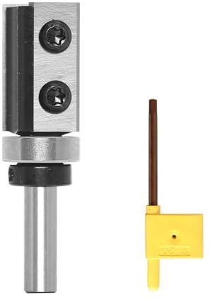 Fraise Affleurante à Plaquettes Réversibles, 8mm Fraise Affleurante en Spirale avec 4 Lames en Carbure Interchangeables avec Bague Arrêt Supérieure pour le Traitement des Bords, D=19mm NL=30mm