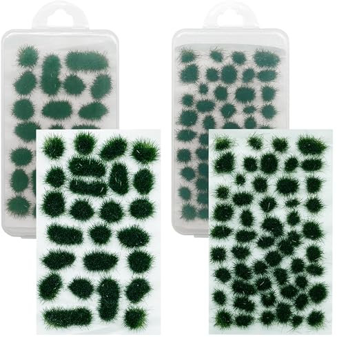 Attuslla 78 Pz Static Grass Modelo Árbol Césped Mechones de Hierba Tuft, Verde Oscuro Modelo de Césped Estático para Tren Paisaje Ferroviario