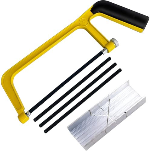 Mini caja ingletadora de metal y juego de sierra, sierra de mano de corte extrafino de 6 pulgadas, caja de inglete de aluminio pequeña de 5.3 pulgadas con 3 cuchillas de repuesto para manualidades