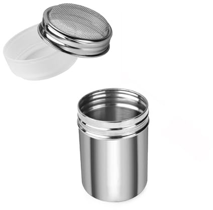 Accmor Powdered Sugar Shaker Duster, Cinnamon Shaker Flour Shaker Sifter, Fine Mesh Stainless Steel Dredge for Sugar Flour Cinnamon Cocoa Coffee Bar, 6 Ounce, 1 Pack