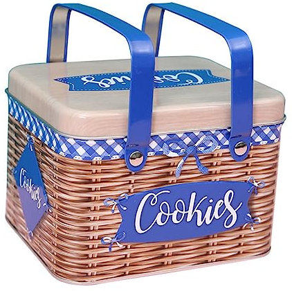 Garneck Caja De Metal Para Dulces Caja Rectangular Para Galletas Con Asa Recipiente Para Galletas RúStico De RatáN De Regalo Rectangular Para Para Guardar