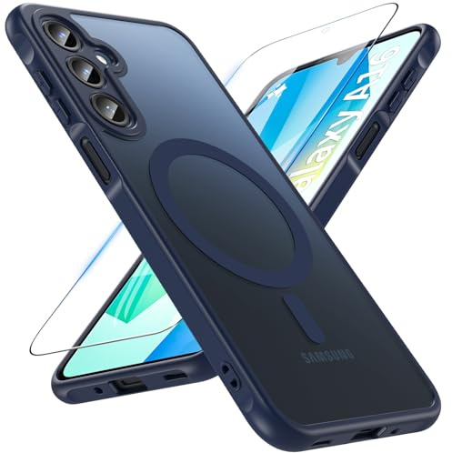 OWKEY für Samsung Galaxy A16 5G Hülle, Magnetisch Samsung A16 4G/5G Handyhülle für MagSafe mit Schutz Glas Dünn Militärschutz Schutzhülle Case für Samsung Galaxy A16 (Blau)