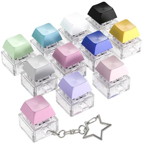 RUNJRX Buntes 10-teiliges Tastatur-Fidget, Tastatur-Fidget-Schlüsselbund, Tastatur-Dekompression, Tasten-Stressabbau-Fidget, Tastatur-Tastenklicker, Fingerklicker