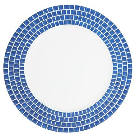 SARO LIFESTYLE Decorative Tile Edged Charger Plate (Set of 4), 13, Navy Blue