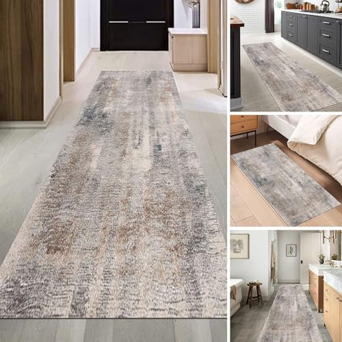 Grauer Läufer-Teppich, 1m 1,5m 2m 2,5m 3m 3,5m 4m 4,5m 5m 5,5m 6m, Küchen-Flur-Teppich, Läufermatten, lange Teppich-Dekoration für Schlafzimmer, Eingangsbereich, Treppen, waschbarer schmaler Teppich(7