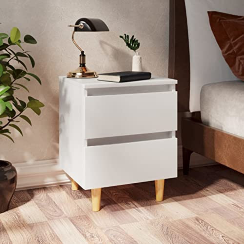 GCHDHAPB Home-Tables de chevet, armoires de lit avec pieds en pin massif 2 pièces Blanc 40 x 35 x 50 cm