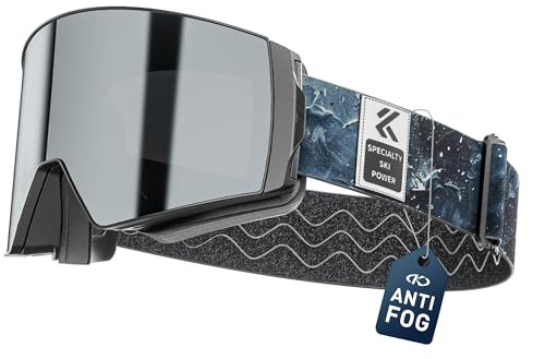 KAPVOE Gafas Esquí Plateada Espejo S3 VLT 10% Magnéticas Hombre Mujer K721