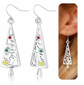 ORAZIO Christmas Earrings for Women Drop Dangly Earrings 925 Sterling Silver Needle Earring Snowflake Christmas Hat Tree Silver Earrings Jewellery Hypoallergenic Earrings Xmas Gifts for Womens
