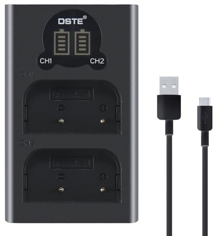 DSTE BLX-1 BLX1 Dual USB Charger with LCD Display Compatible with Olympus OM-1 OM1 Micro SLR Camera OM System - Supply via USB Cable Type C to USB-A 2.0 Male