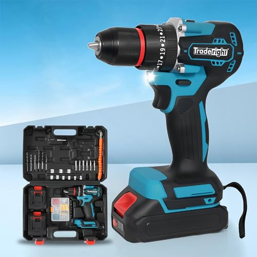 96PCS Cordless Drill Set, 21V Cordless Hammer Drill with 2 Batteries 2000mAh, 25+3 Torque, 65N.m Max Electric Drill, 2 Speed, LED Work Light for Home and Garden DIY Project